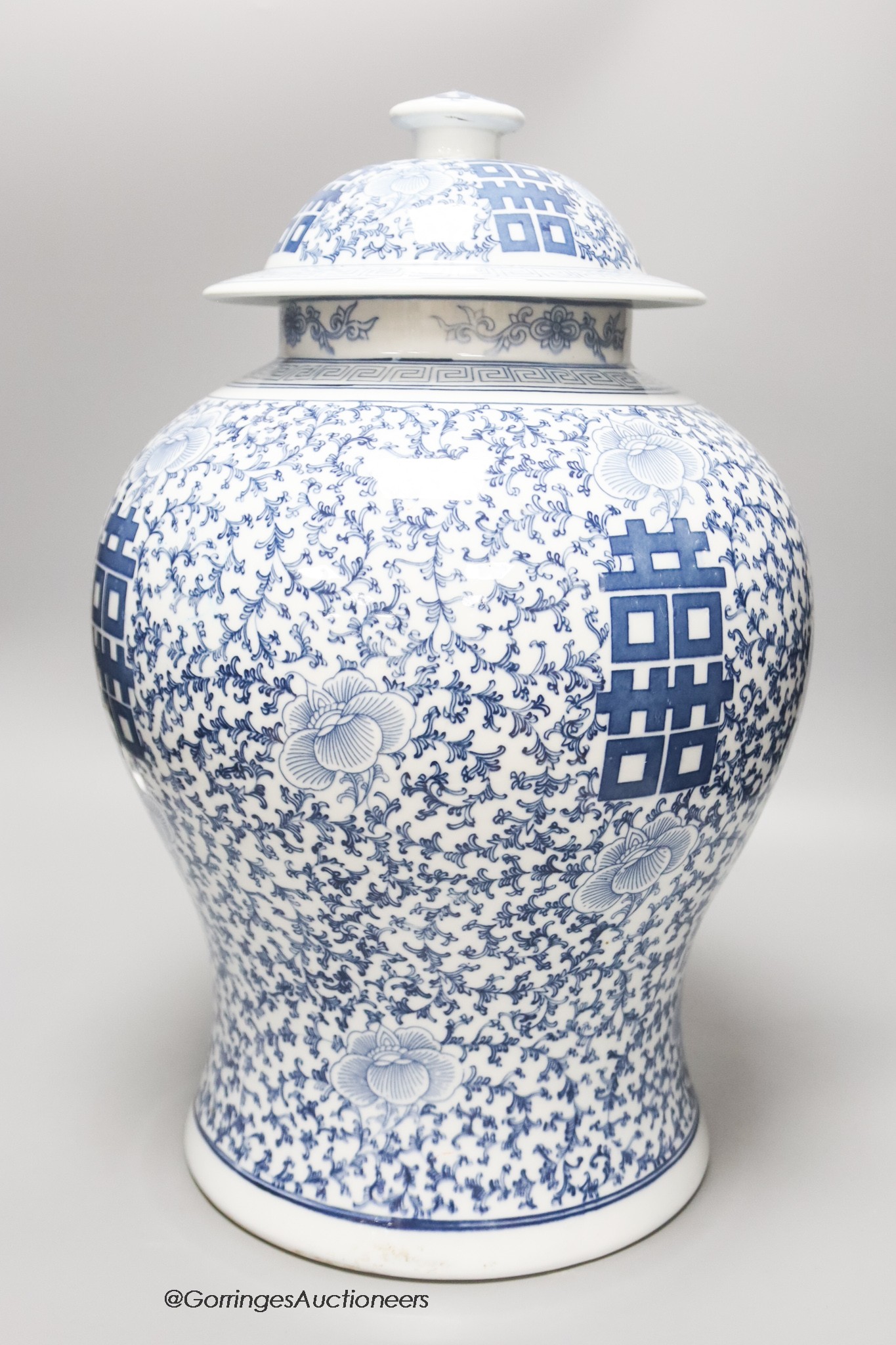 A large Chinese porcelain baluster jar and cover, height 44cm